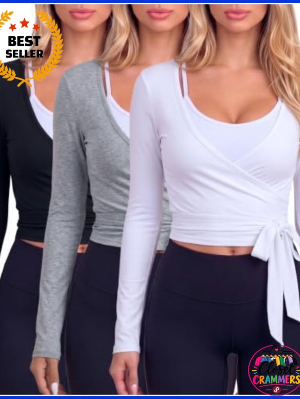 Women's Ballet Wrap Top Tie Front Pilates Yoga Activewear